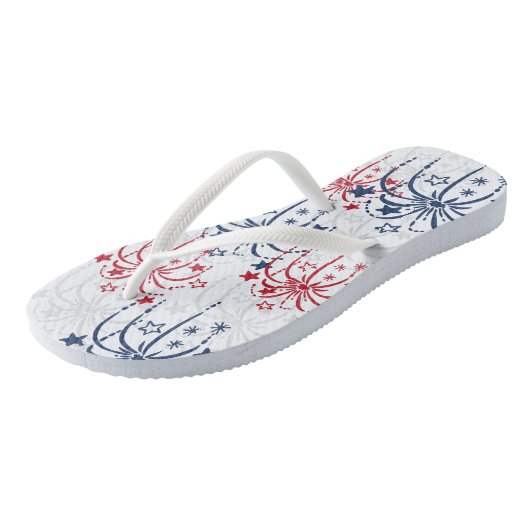 Red White en Blue Fireworks & Stars 4 juli Teenslippers (Schuin)