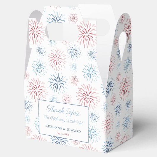 Red White en Blue Fireworks Summer Wedding Bedankdoosjes (Geopend)