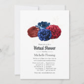 Red White en Blue Floral 4 juli virtuele Shower Kaart (Voorkant)