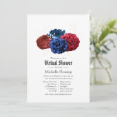 Red White en Blue Floral 4 juli virtuele Shower Kaart (Staand voorkant)