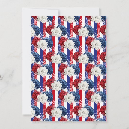 Red White en Blue Floral 4 juli virtuele Shower Kaart (Achterkant)