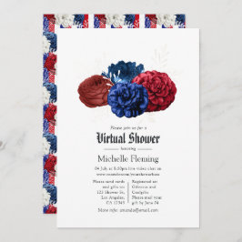 Red White en Blue Floral 4 juli virtuele Shower Kaart