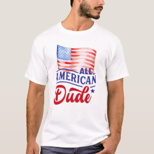 Red white en blue floral All American Man T-shirt