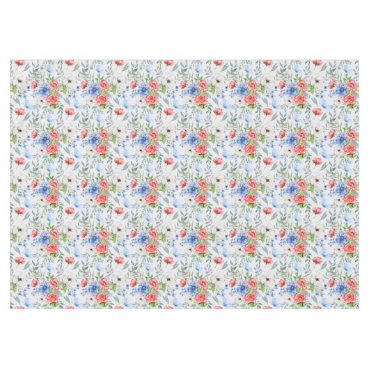 Red White en Blue Floral Bouquet Tablecloth Tafelkleed (Voorkant (Horizontaal))