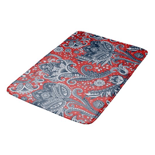 Red White en Blue Floral Paisley Bohemian Boho Badmat (Gekanteld)