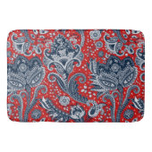 Red White en Blue Floral Paisley Bohemian Boho Badmat (Voorkant)
