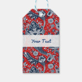 Red White en Blue Floral Paisley Bohemian Boho Cadeaulabel (Voorkant)