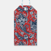 Red White en Blue Floral Paisley Bohemian Boho Cadeaulabel (Achterkant)