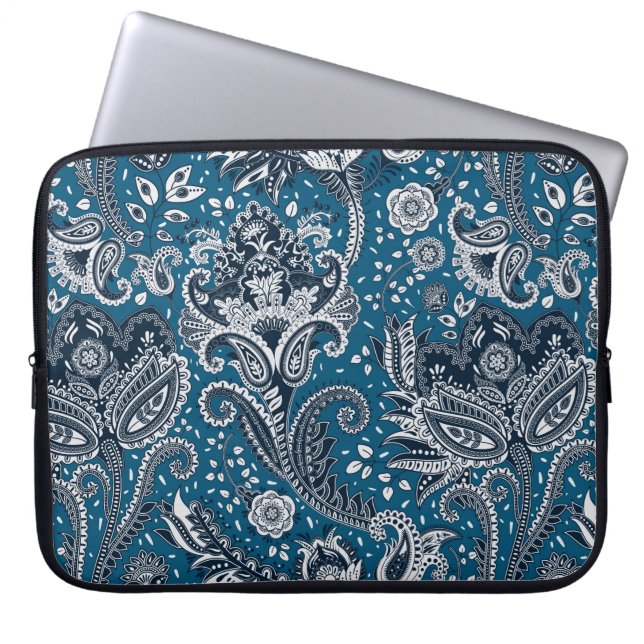 Red White en Blue Floral Paisley Bohemian Boho Laptop Sleeve (Voorkant)