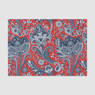 Red White en Blue Floral Paisley Bohemian Boho Tissuepapier