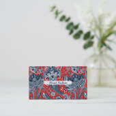 Red White en Blue Floral Paisley Bohemian Boho Visitekaartje (Staand voorkant)