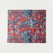 Red White en Blue Floral Paisley Bohemian Boho Wandkleed (Voorkant (horizontaal))
