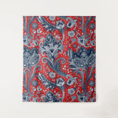 Red White en Blue Floral Paisley Bohemian Boho Wandkleed (Voorkant)