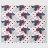 Red, White en Blue Floral USA Pattern Cadeaupapier (Vlak)