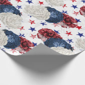 Red, White en Blue Floral USA Pattern Cadeaupapier (Hoek)