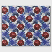 Red, White en Blue Floral USA Pattern Cadeaupapier (Vlak)