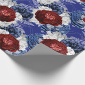 Red, White en Blue Floral USA Pattern Cadeaupapier (Hoek)