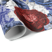 Red, White en Blue Floral USA Pattern Cadeaupapier (Rol Hoek)