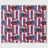 Red, White en Blue Floral USA Pattern Cadeaupapier (Vlak)