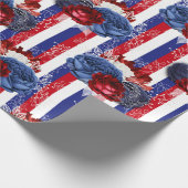 Red, White en Blue Floral USA Pattern Cadeaupapier (Hoek)
