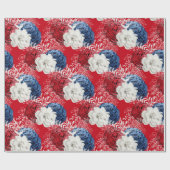 Red, White en Blue Floral USA Pattern Cadeaupapier (Vlak)