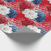 Red, White en Blue Floral USA Pattern Cadeaupapier (Hoek)