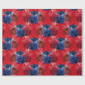 Red, White en Blue Floral USA Pattern Cadeaupapier (Vlak)