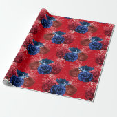 Red, White en Blue Floral USA Pattern Cadeaupapier (Uitgerold)
