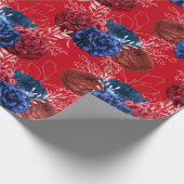 Red, White en Blue Floral USA Pattern Cadeaupapier (Hoek)