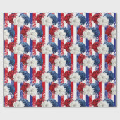 Red, White en Blue Floral USA Pattern Cadeaupapier (Vlak)