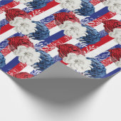 Red, White en Blue Floral USA Pattern Cadeaupapier (Hoek)