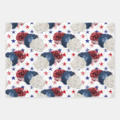 Red, White en Blue Floral USA Pattern Inpakpapier Vel (Voorkant 2)