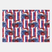Red, White en Blue Floral USA Pattern Inpakpapier Vel (Voorkant)