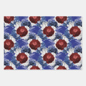 Red, White en Blue Floral USA Pattern Inpakpapier Vel (Voorkant 2)