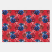 Red, White en Blue Floral USA Pattern Inpakpapier Vel (Voorkant 3)