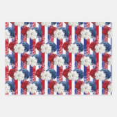 Red, White en Blue Floral USA Pattern Inpakpapier Vel (Voorkant)