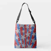 Red White en Blue Glitter American Stars Stripes Crossbody Tas (Achterkant)