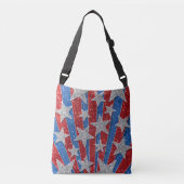 Red White en Blue Glitter American Stars Stripes Crossbody Tas (Voorkant)