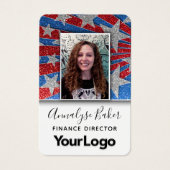 Red White en Blue Glitter Elected USA Visitekaartje (Voorkant)