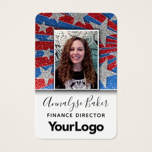 Red White en Blue Glitter Elected USA Visitekaartje (Voorkant)