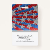 Red White en Blue Glitter Nurse USA Fotonaam Badge (Achterkant)