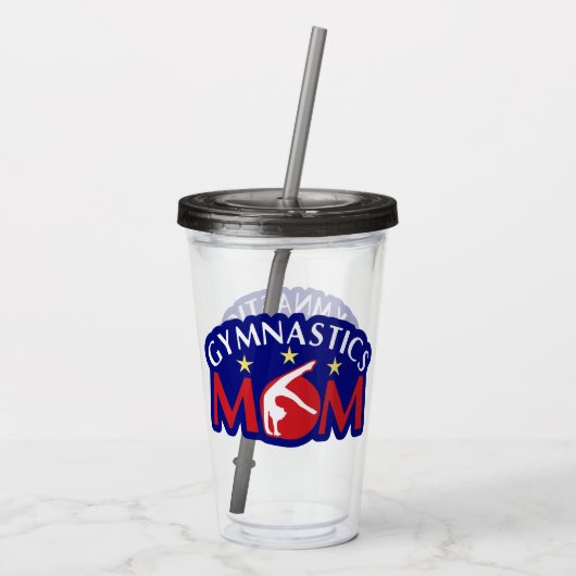 Red White en Blue Gymnastics Mam Acryl Drinkbeker (Achterkant)