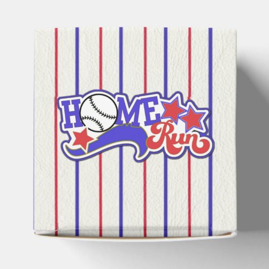 Red White en Blue Home Run Baseball Cube Favor Box Bedankdoosjes (Bovenkant)