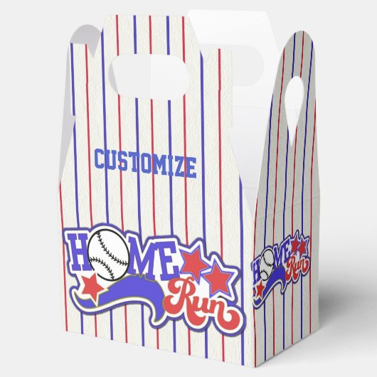 Red White en Blue Home Run Baseball Gable Favor Bo Bedankdoosjes (Geopend)
