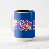 Red White en Blue Home Run Baseball-Mok Tweekleurige Koffiemok (Voorkant links)