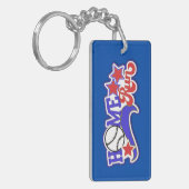 Red White en Blue Home Run Baseball Sleutelhanger  (Voorkant Links)