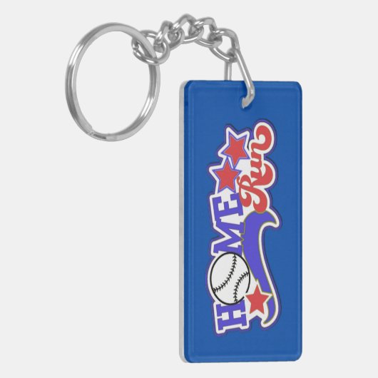 Red White en Blue Home Run Baseball Sleutelhanger  (Voorkant Links)