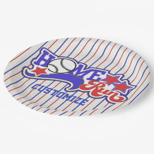 Red White en Blue Home Run Baseball Striped Borden Papieren Bordje