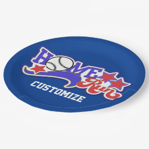 Red White en Blue Home Run Baseball Striped Borden Papieren Bordje