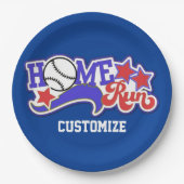 Red White en Blue Home Run Baseball Striped Borden Papieren Bordje (Voorkant)